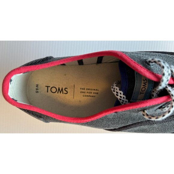 TOMS Black Washed Canvas Cordones Boardwalk Shoes w/ Red Trim Size 9.5 (US) NWOB - Picture 9 of 10